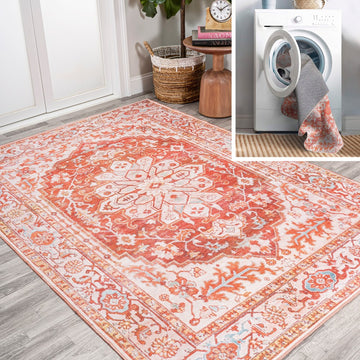 Asa Ornate Medallion Washable Area Rug